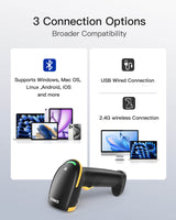 1D/2D Wireless Bluetooth Barcode Scanner with 2600 mAh Battery & Fast Accurate Scanning and Smart Charging Base, BCST-36