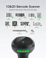 1D/2D Bluetooth Wireless Barcode Scanner, Megapixel QR Scanner with Charging base and 2X 2000mAh Replaceable Batteries, Pro 170B_black