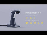 1D/2D Wireless Bluetooth® Barcode Scanner with Smart Base, High Decoding Ability & 100M Transmission, BCST-54