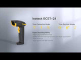 1D Bluetooth Barcode Scanner with 2600mAh Battery, Plug-and-Play Wireless CCD Reader for Inventory, Library & Warehouse, BCST-24