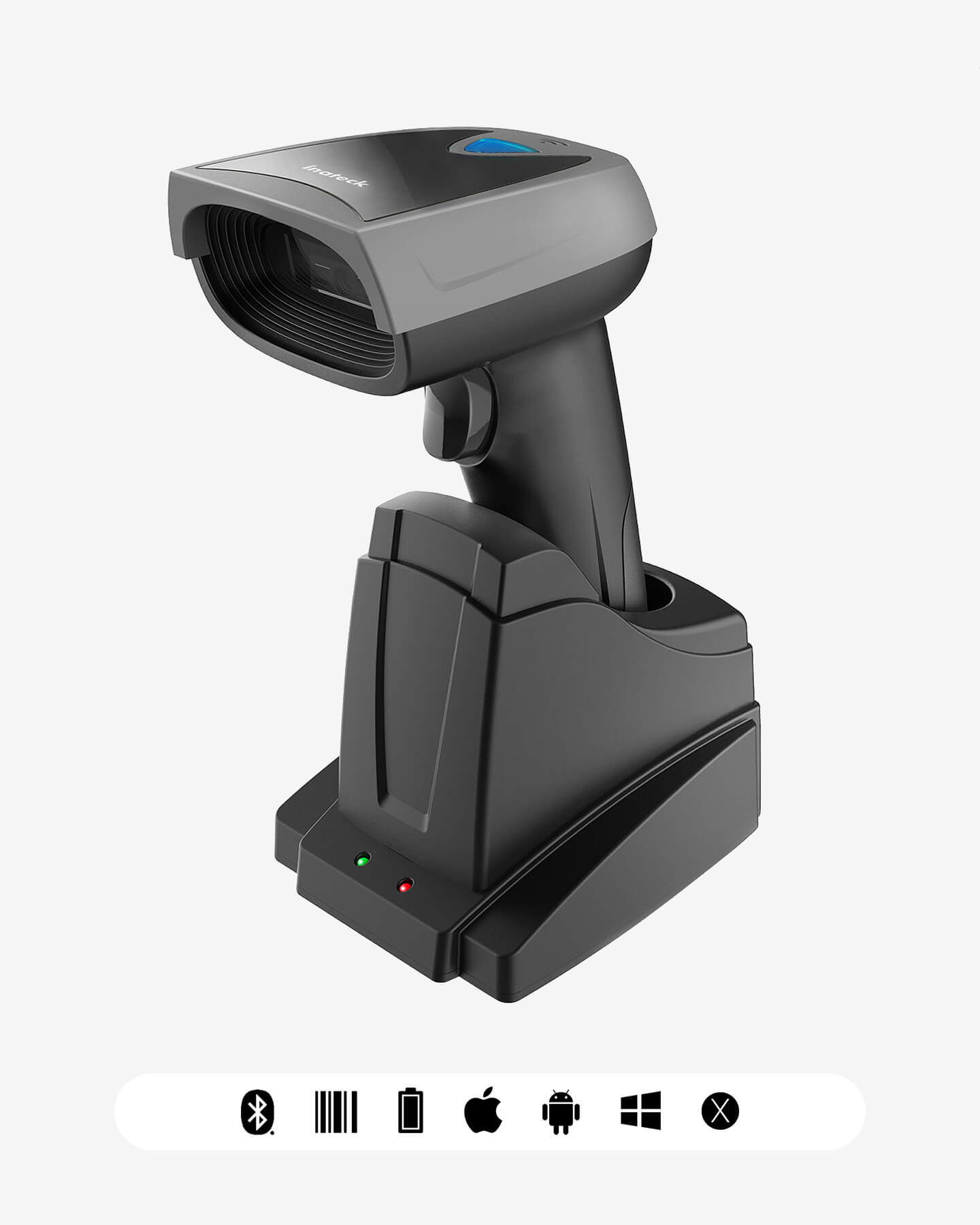 Inateck BS01001 1D Wireless Barcode Scanner with Smart Base, Read