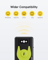 1D/2D Bluetooth Portable Barcode Scanner with 2.4Ghz USB Adapter, Screen Scanning, Exclusive Shortcuts, BCST-42 Green