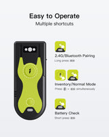 1D/2D Bluetooth Portable Barcode Scanner with 2.4Ghz USB Adapter, Screen Scanning, Exclusive Shortcuts, BCST-42 Green