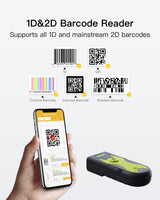 AI 1D/2D Bluetooth Portable Barcode Scanner with 40M Transmission Range, BCST-42 Green