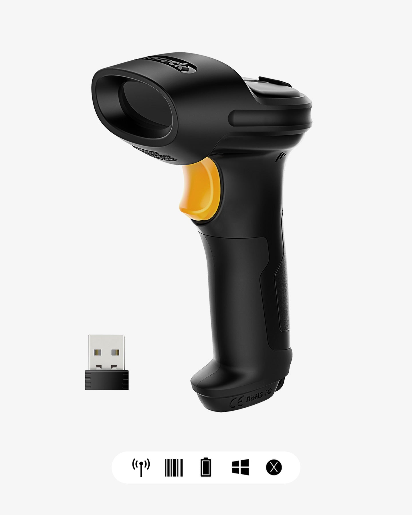 2.4GHz Wireless Barcode Scanner with 35m Range, BCST60. 1D UPC USPS