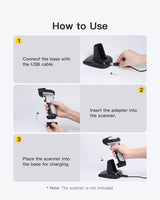 1D Bluetooth Wireless Barcode Scanner with 35m Range, BCST-70 + Barcode Scanner Charging Base BS04001