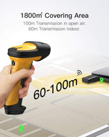 1D 2.4GHz Wireless Barcode Scanner with 60m Range, P6 + Barcode Scanner Charging Base BS04001