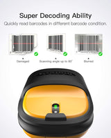 1D 2.4GHz Wireless Barcode Scanner with 60m Range, P6 + Barcode Scanner Charging Base BS04001