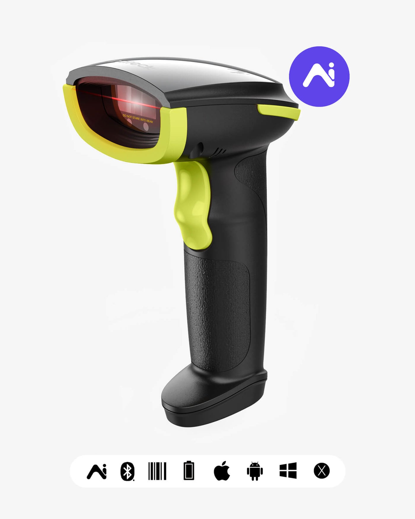 Inateck BCST-21 AI Scanner Code-Barres Bluetooth 1D – Batterie 2000mAh, App + SDK, Mode AI Intelligent