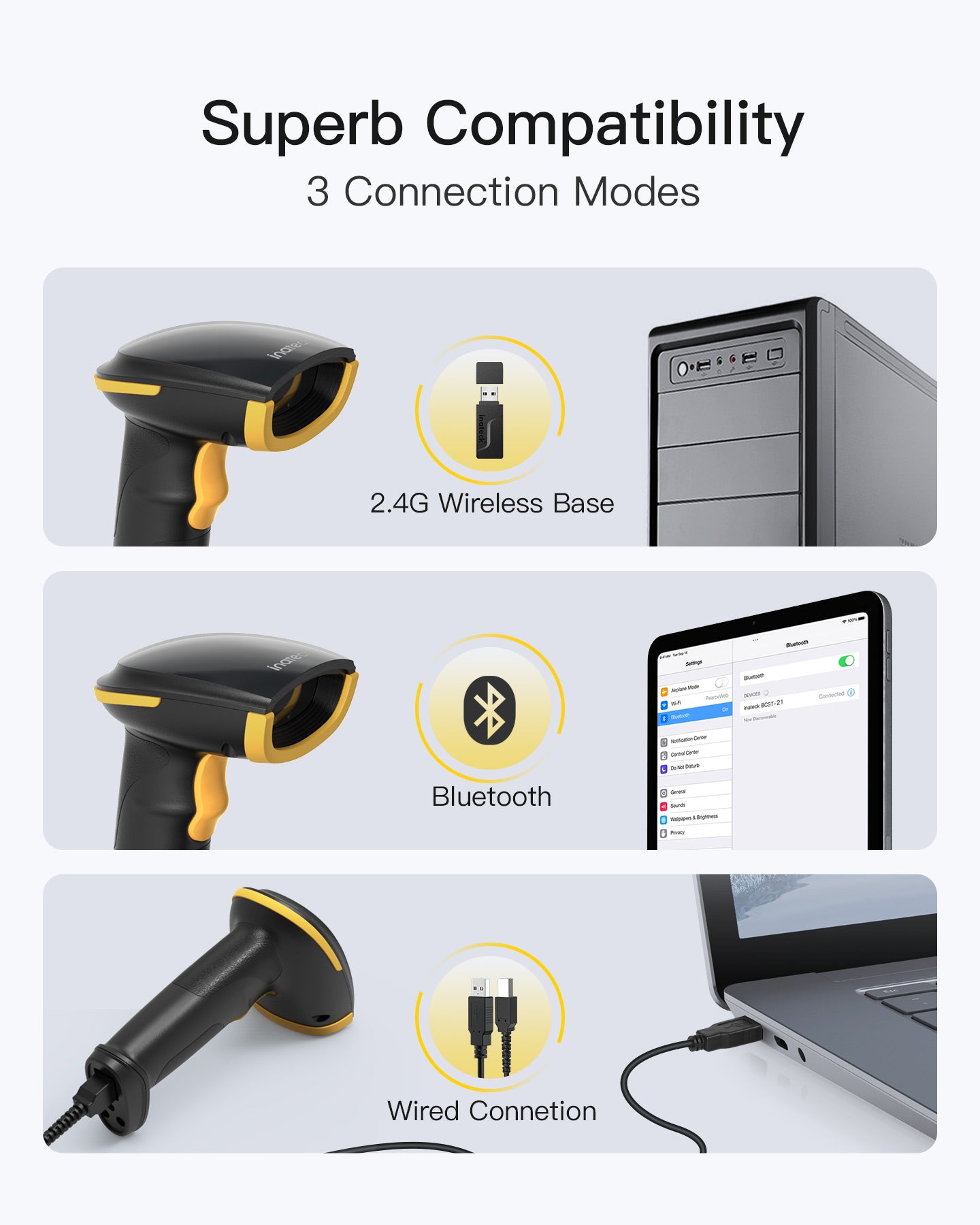 Bluetooth Barcode Scanner with APP/SDK Support & Hyper Long 100M Trans