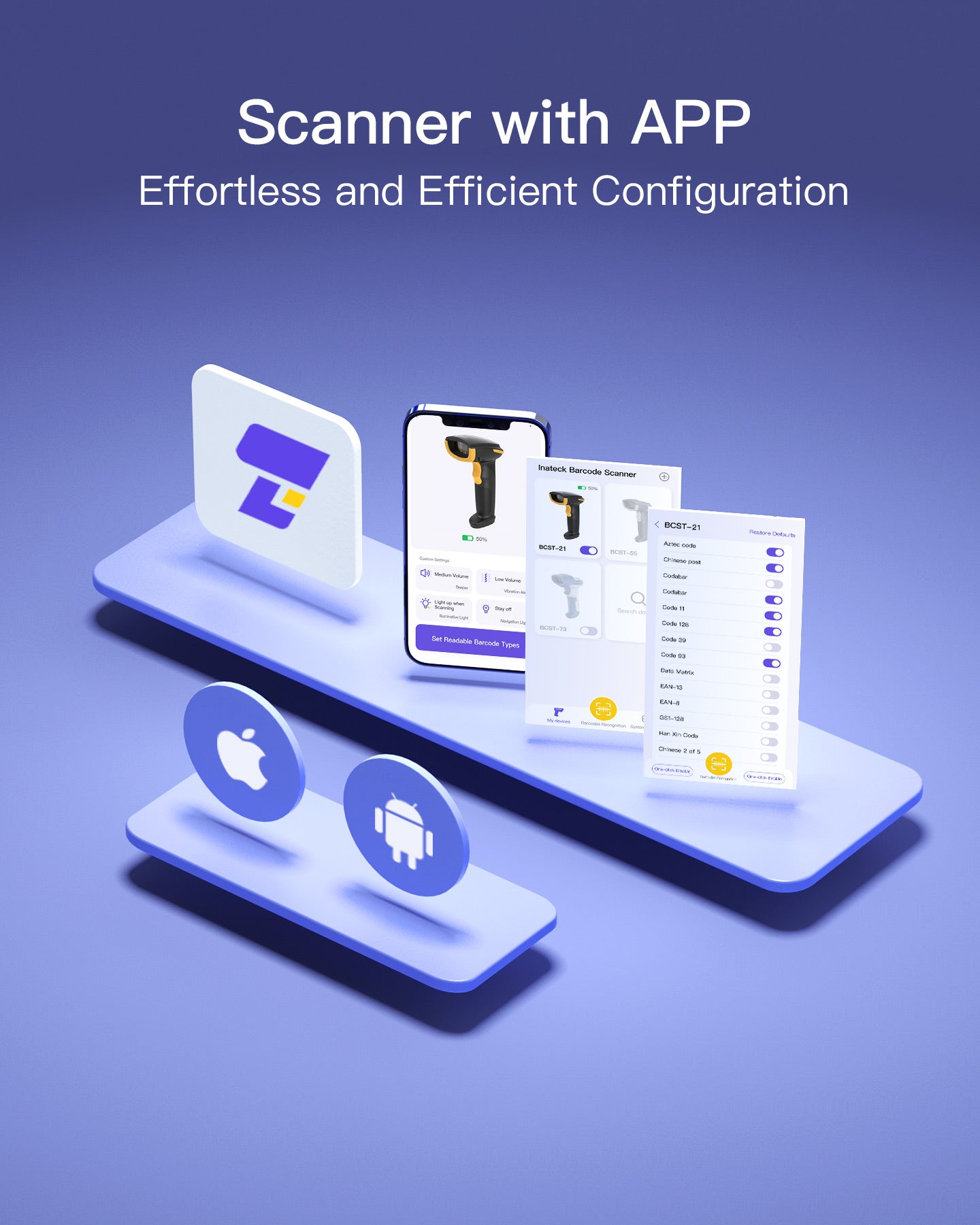 Bluetooth Barcode Scanner with APP/SDK Support & Hyper Long 100M Trans