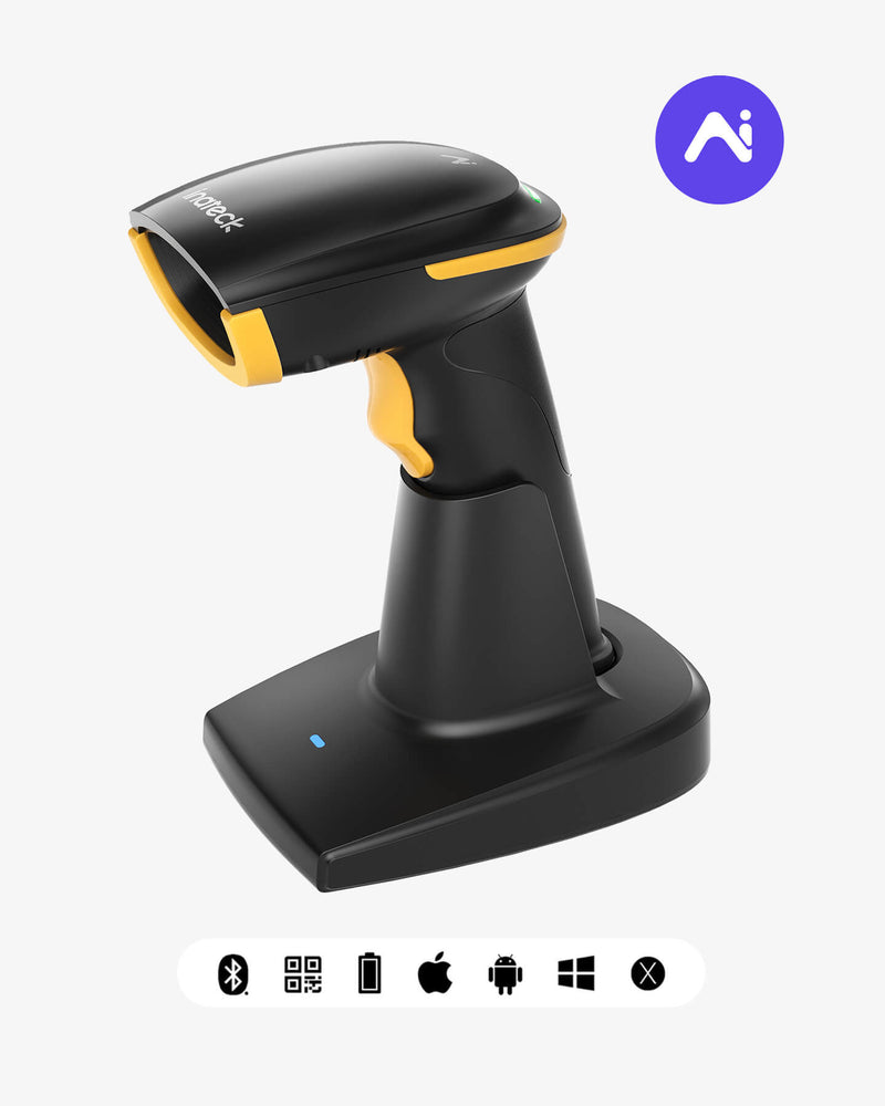 1D/2D Wireless Bluetooth Barcode Scanner with 2600 mAh Battery & Fast ...