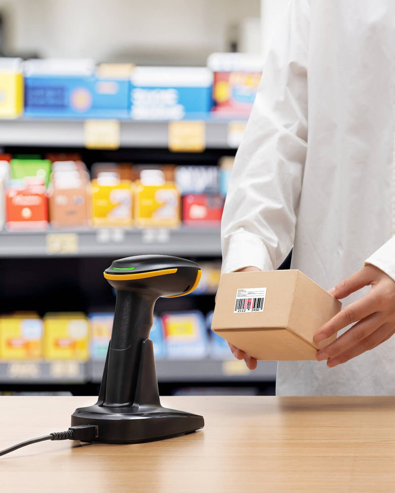 1D/2D Wireless Bluetooth Barcode Scanner with 2600 mAh Battery & Fast ...