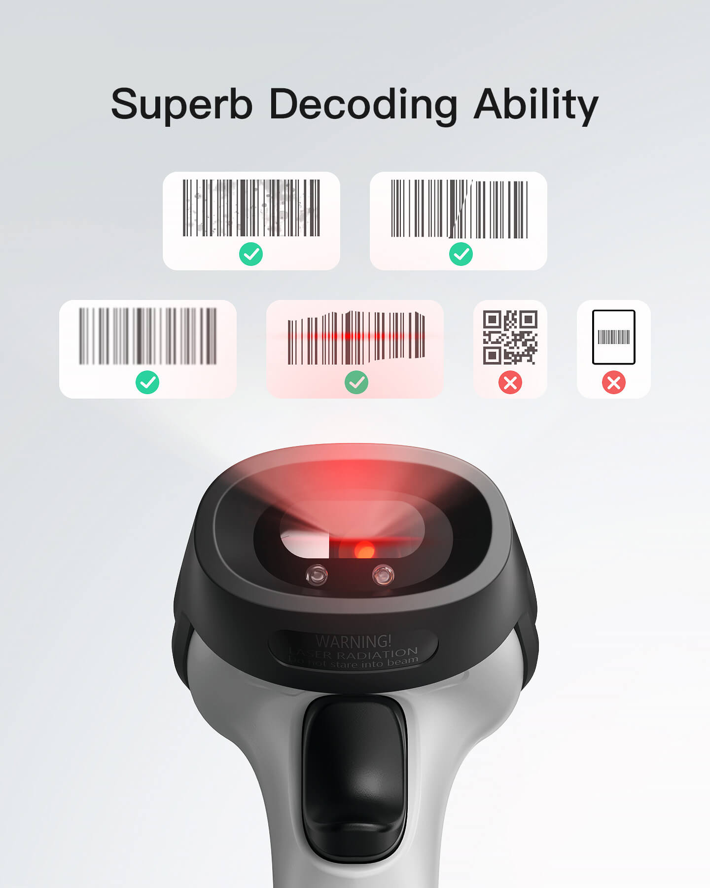 Inateck Bluetooth Wireless Barcode Scanner with 35m Range, Fast and