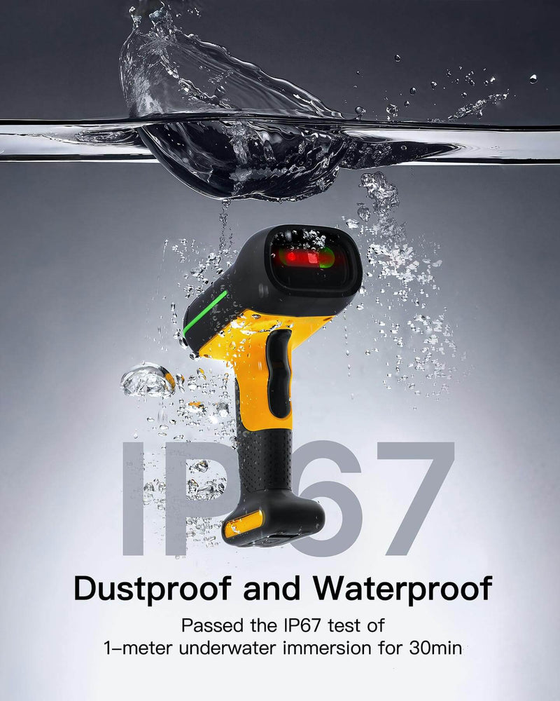 AI Industrial 1D/2D/QR Bluetooth Barcode Scanner with IP67 Waterproof ...