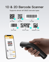 1D/2D Wireless Barcode Scanner, Handheld QR Code Reader with Rechargeable Detachable Battery, Nano 460