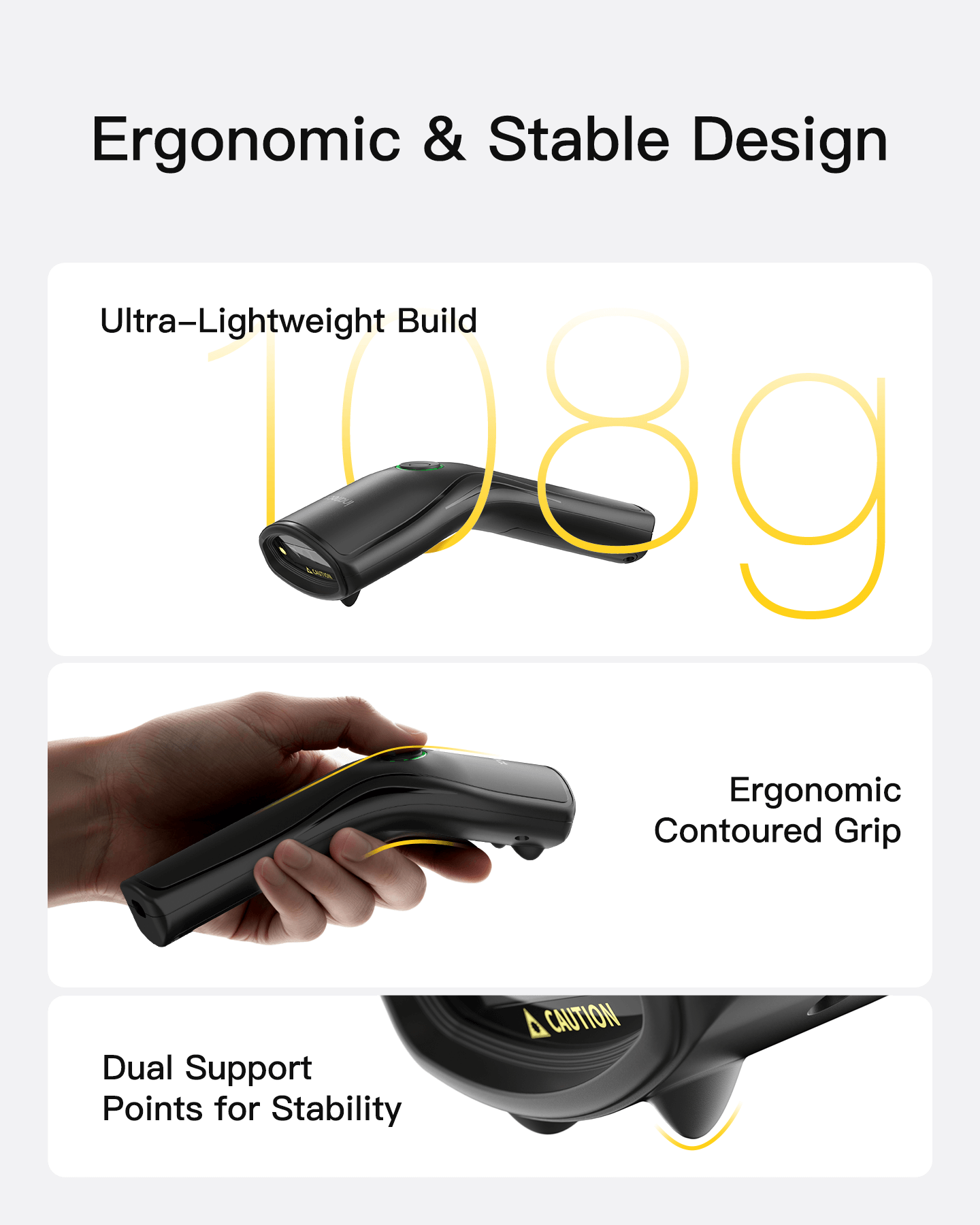 Nano 460, 2D Portable Barcode Scanner, 800mAh battery – Inateck Office