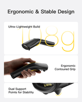 1D/2D Wireless Barcode Scanner, Handheld QR Code Reader with Rechargeable Detachable Battery, Nano 460