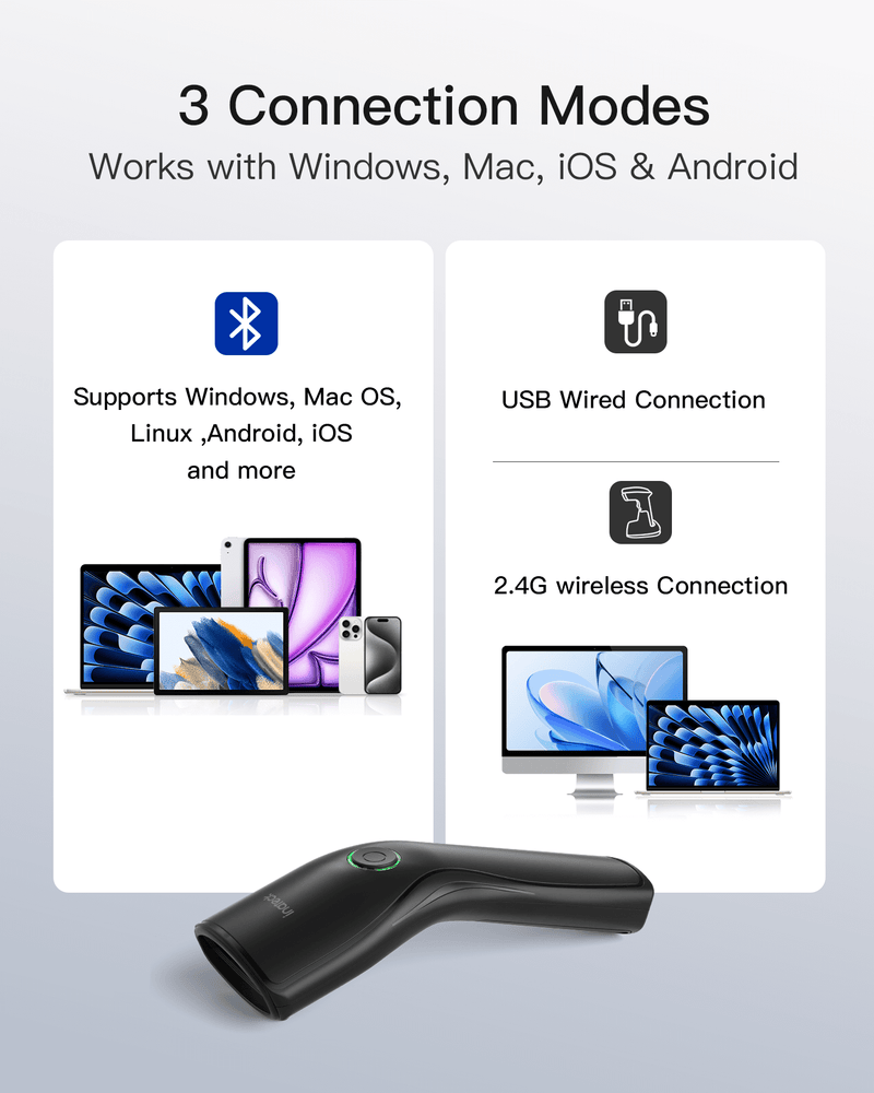 Nano 460, 2D Portable Barcode Scanner, 800mAh battery – Inateck Office