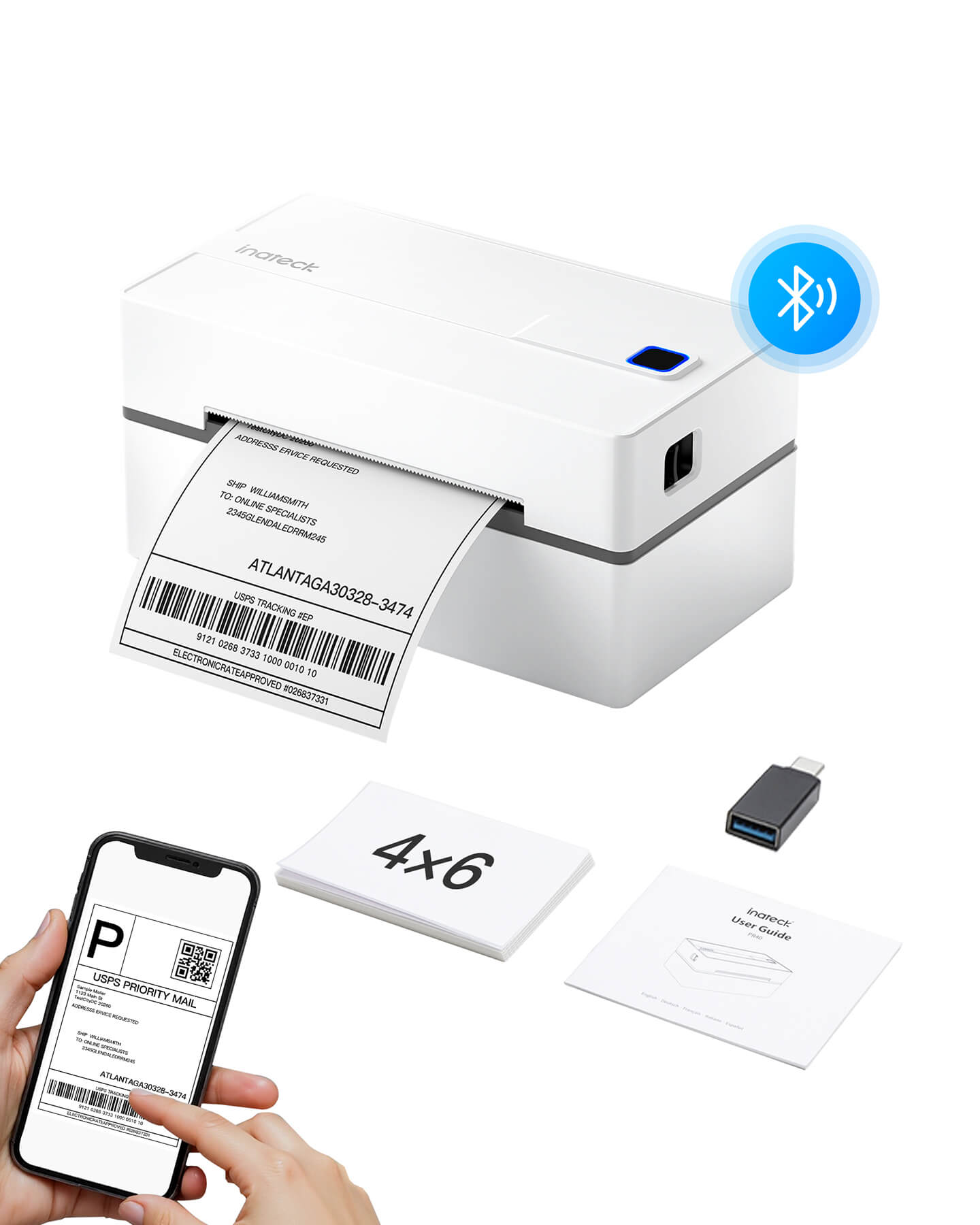 PR40, Bluetooth Thermal Label Printer, Wireless 4x6 Shipping Label Pri ...