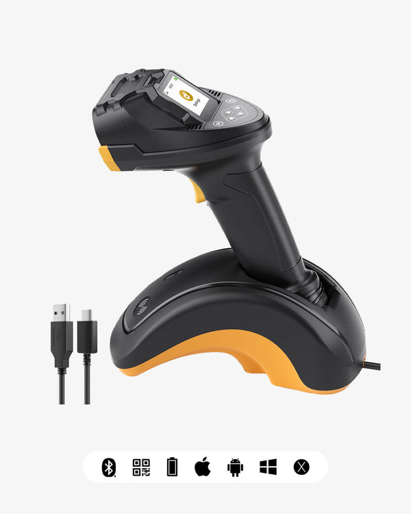 2D/1D/QR Bluetooth Barcode Scanner, Equipped with a Smart Base, CMOS+CCD Dual modules, Supports app SDK, Pro8 SE
