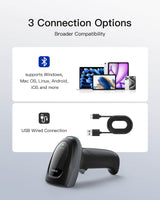 2D Bluetooth Barcode Scanner Wireless, Megapixel QR Scanner with Charging base, Pro 170B_black