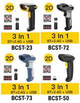 1D/2D Wireless Bluetooth Barcode Scanner with 2000mAh battery, BCST-50