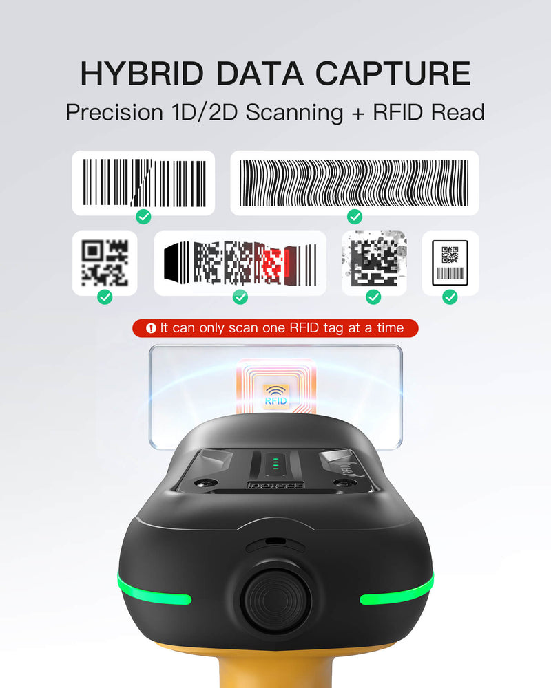 BCST-75X, 2D RFID Wireless Barcode Scanner, 2600mAh battery