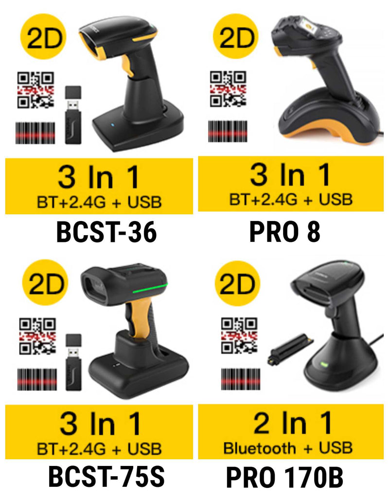 Pro 8, 2D Wireless Barcode Scanner & CMOS+CCD Dual Modules, 2600mAh ba ...