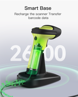 BCST-72S, 2D Barcode Scanner with Bluetooth & 2.4G Receiver Cradle, Wireless USB Wired, Scans from Screen, 180-Day Battery