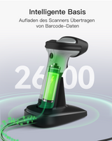 BCST-72S, 2D Barcode Scanner with Bluetooth & 2.4G Receiver Cradle, Wireless USB Wired, Scans from Screen, 180-Day Battery