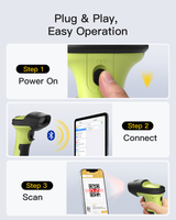 BCST-72S, 2D Barcode Scanner with Bluetooth & 2.4G Receiver Cradle, Wireless USB Wired, Scans from Screen, 180-Day Battery