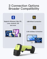 BCST-72S, 2D Barcode Scanner with Bluetooth & 2.4G Receiver Cradle, Wireless USB Wired, Scans from Screen, 180-Day Battery
