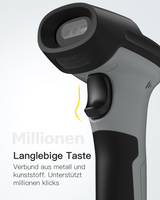 BCST-72S, 2D Barcode Scanner with Bluetooth & 2.4G Receiver Cradle, Wireless USB Wired, Scans from Screen, 180-Day Battery
