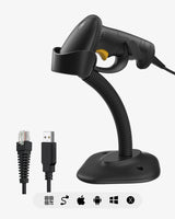 Hyper A60S, 2D Barcode Scanner with Stand, USB Wired Handheld Reader, Plug & Play for Warehouse, Library & Retail