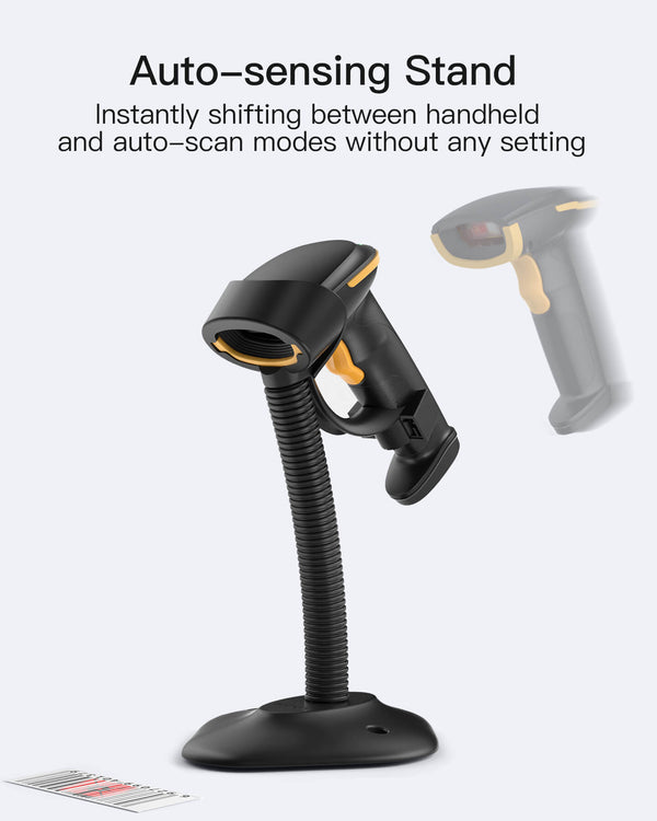 Inateck BCST-43 Bluetooth 1D Barcode Scanner with 2.4 GHz USB Adapter, Reads Barcodes from Display, Exclusive Hotkeys