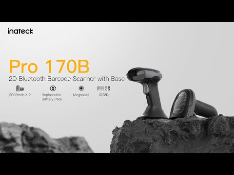 2D Bluetooth Barcode Scanner Wireless, Megapixel QR Scanner with Charging base, Pro 170B_black