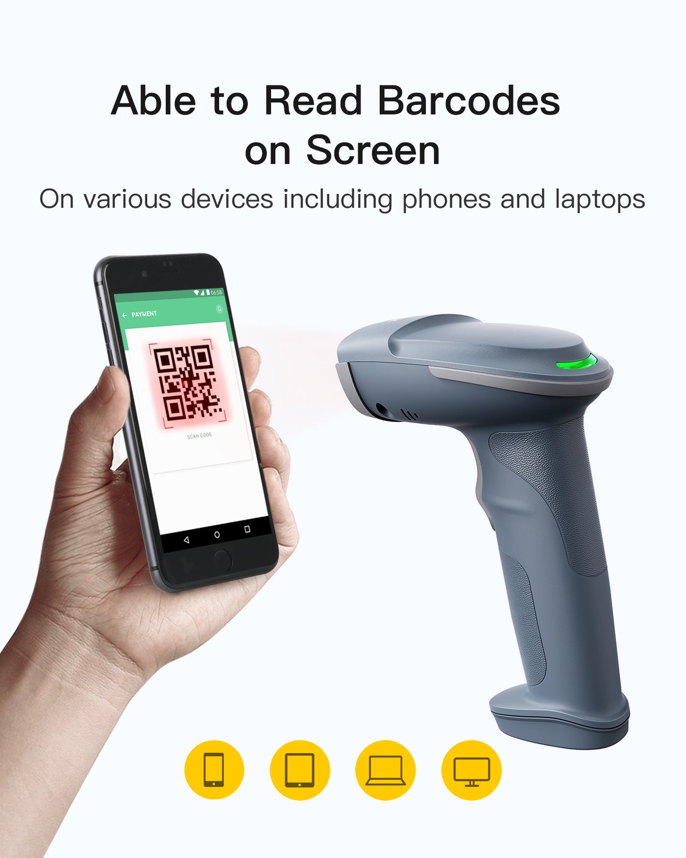 Lettore Barcode Bluetooth Inateck Pro 8 - Scanner 2D/1D Con Touchscreen, Doppio Modulo CMOS+CCD - Foto 13