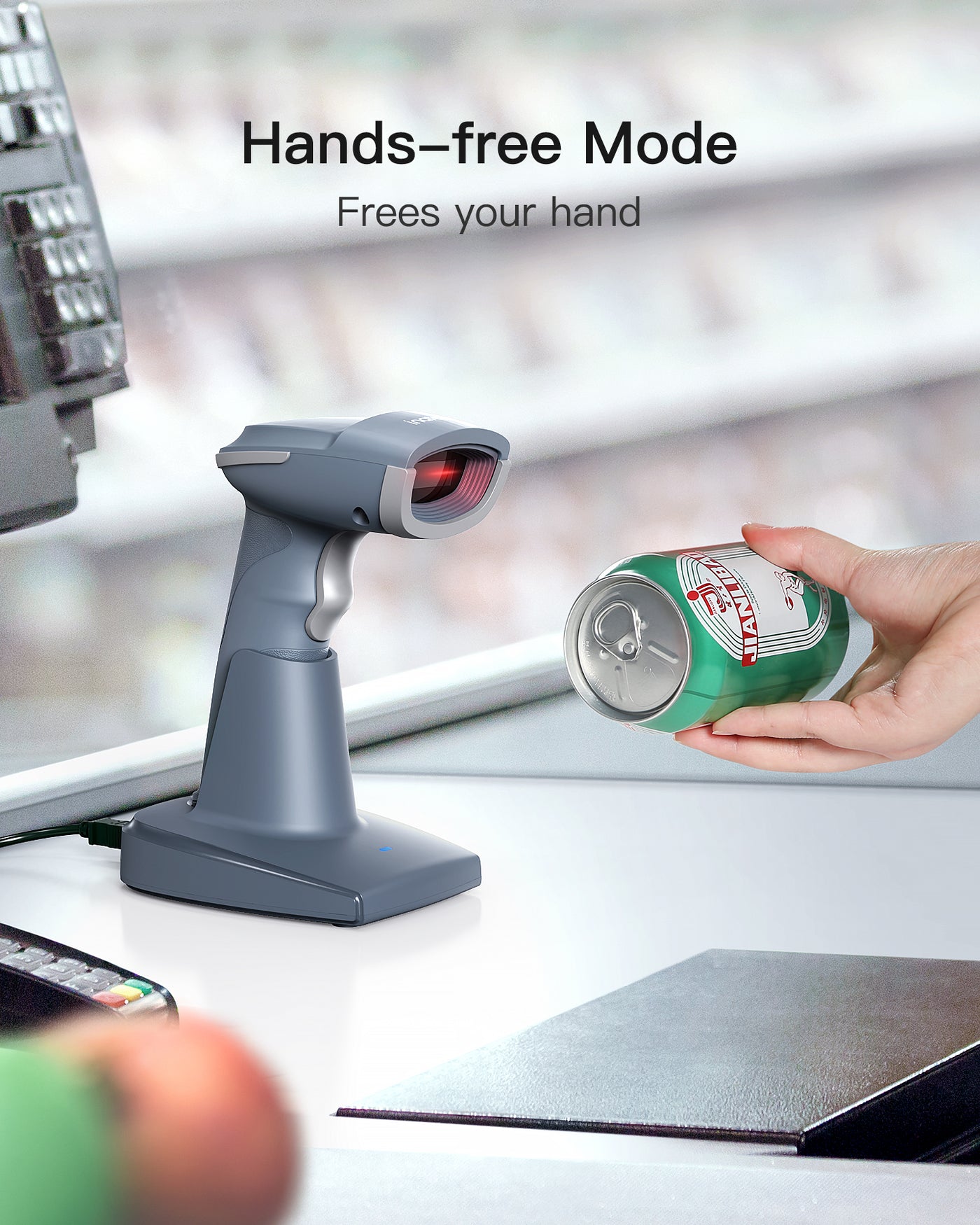 Inateck 2D Barcodescanner Draadloos, Bluetooth QR codescanner, Imager