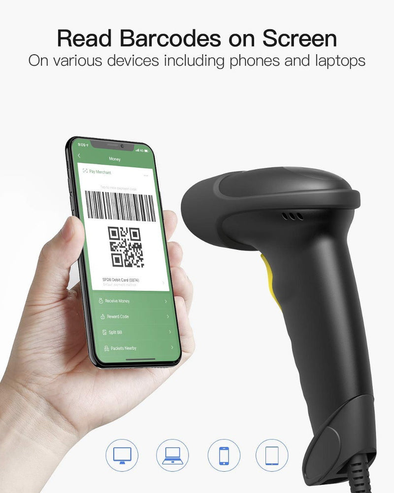 2D USB Corded Barcode Scanner, Read Screen, BCST-51 - Inateck Office