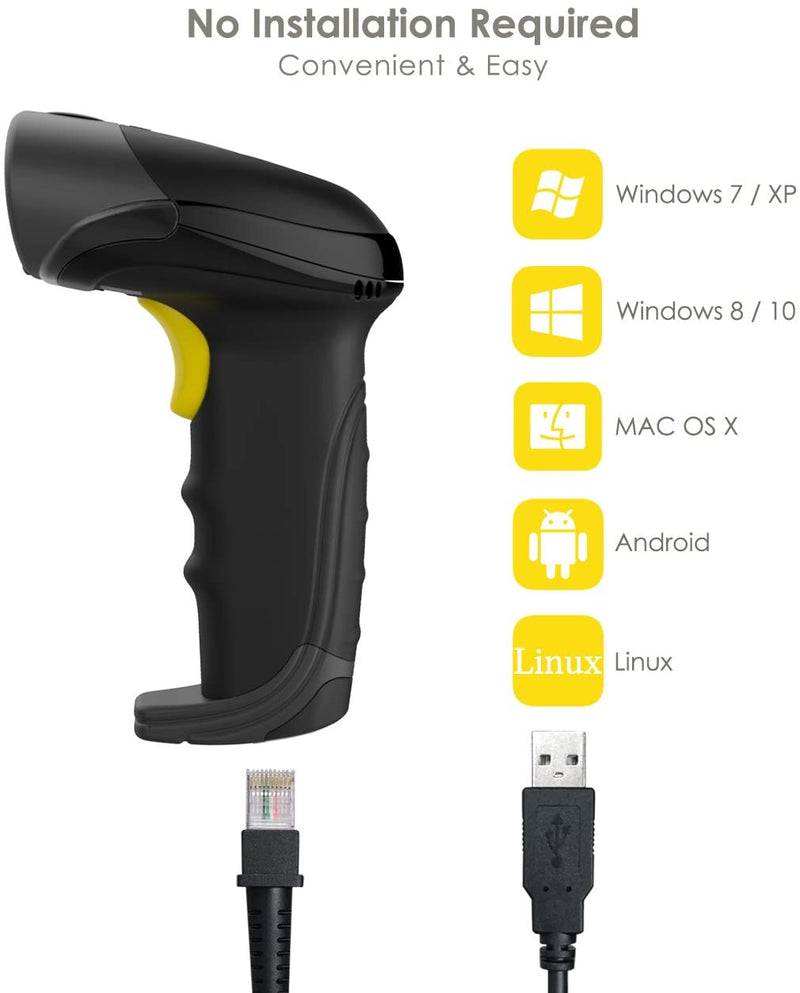 USB Barcode Scanner Wired Handheld 1D Barcode Scanner BCST-31 Black - Inateck Office