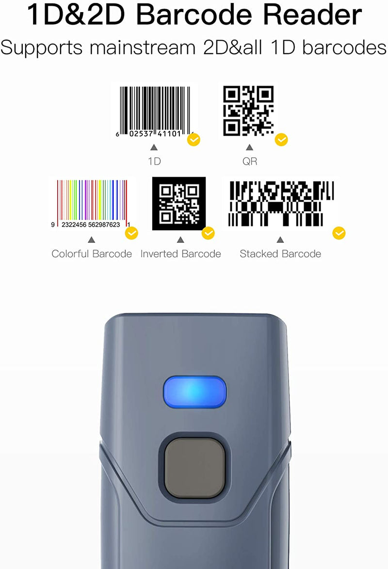 2D Bluetooth® 5.0 Pocket Barcode Scanner with 30m Transmission Range, BCST-40 - Inateck Office