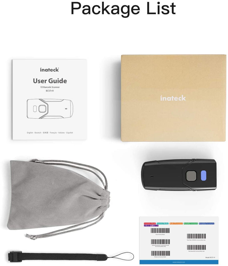 1D Bluetooth® 5.0 Pocket Barcode Scanner with 30m Transmission Range, BCST-41 - Inateck Office