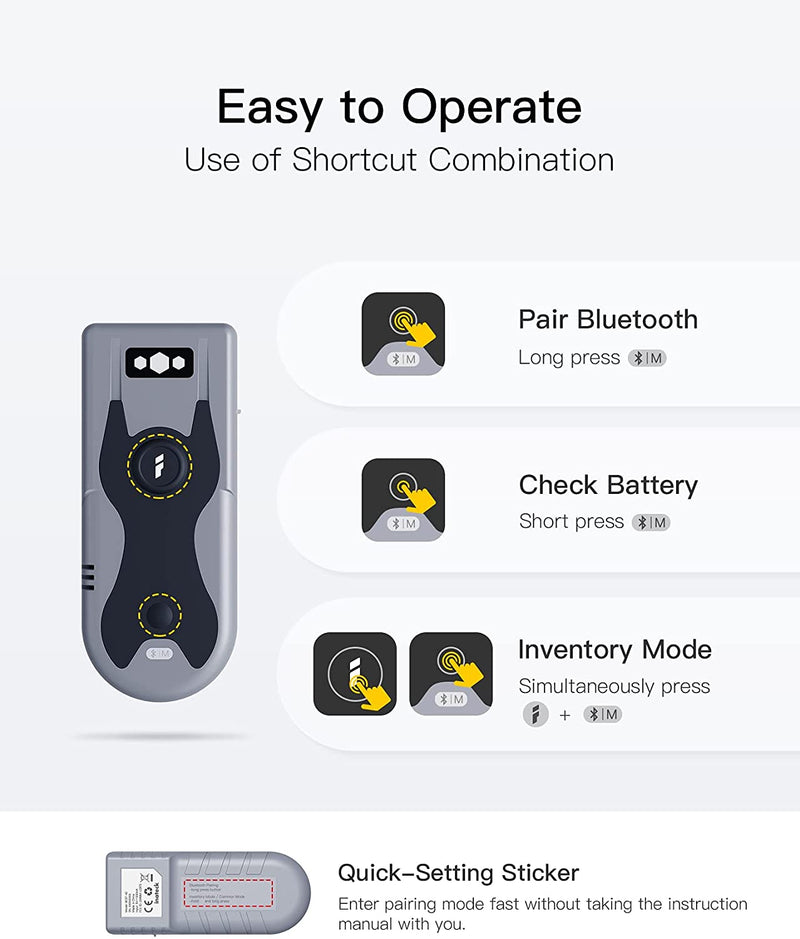 2D Bluetooth® 5.0 Pocket Barcode Scanner BCST-42 - Inateck Office