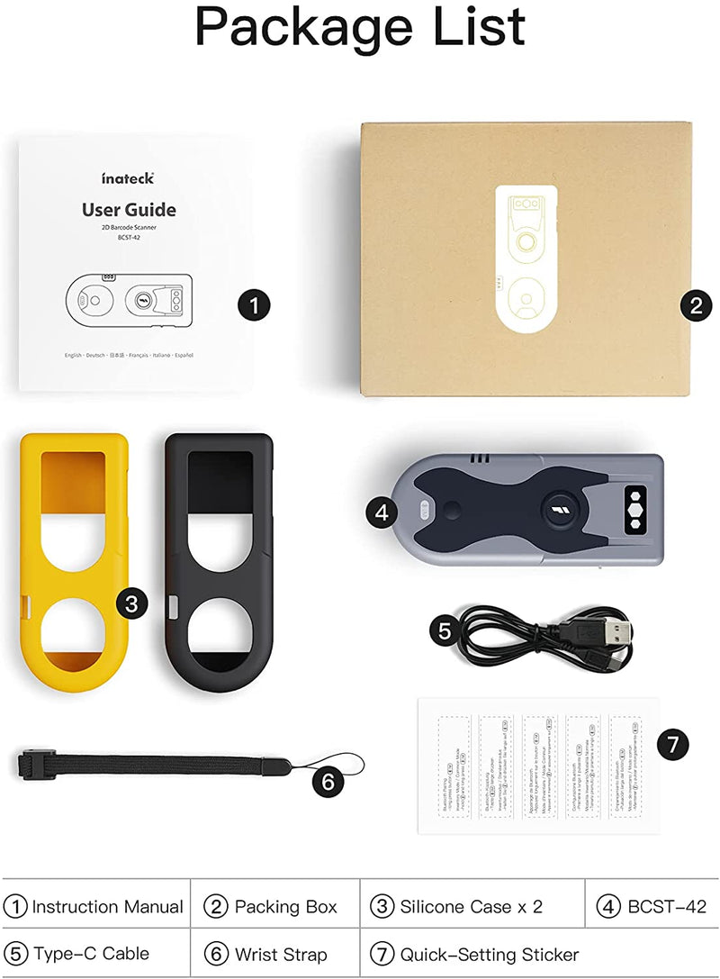 2D Bluetooth® 5.0 Pocket Barcode Scanner BCST-42 - Inateck Office