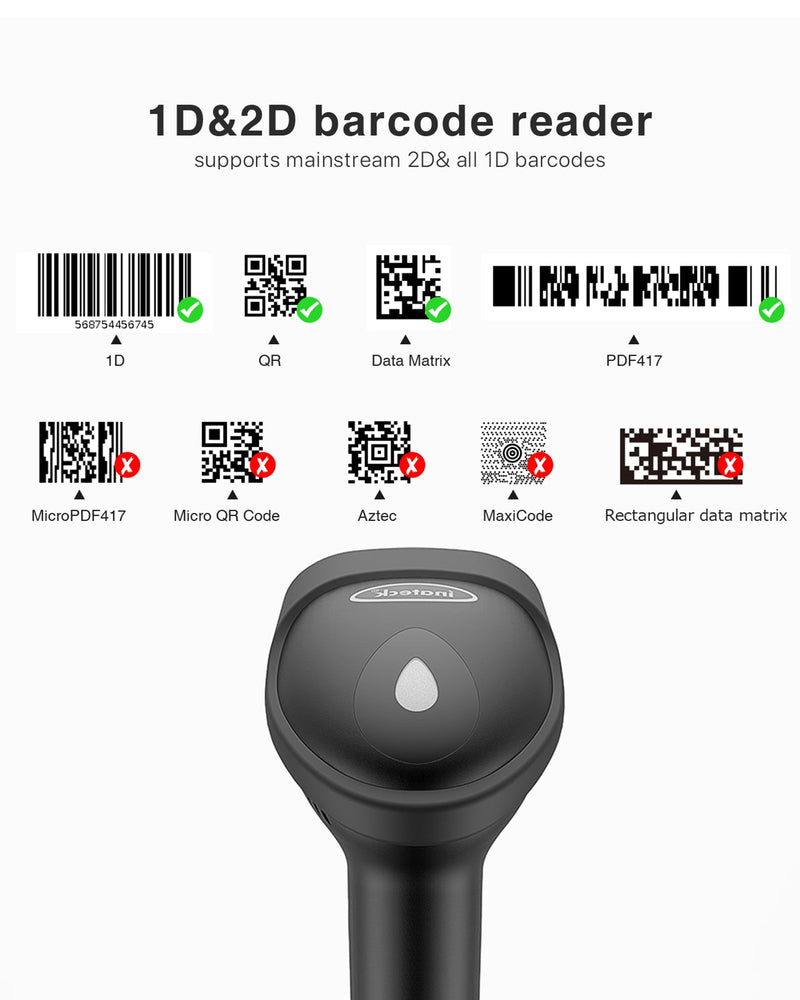2D Wireless Bluetooth® Barcode Scanner, BCST-50 - Inateck Office