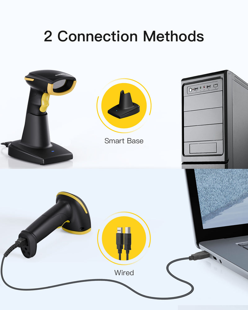 Inateck Officelab 1D Wireless Barcode Scanner with Smart Base, Screen Scanning, BS01002