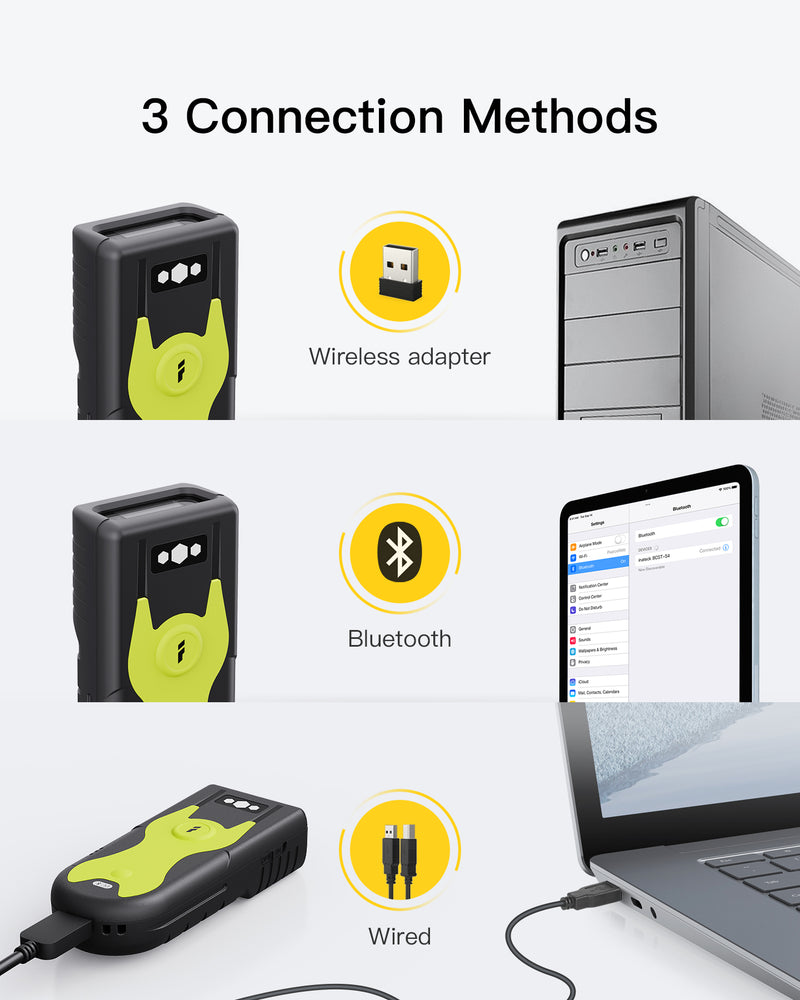 Inateck BCST-54 Draadloze barcodescanner, Bluetooth 5.0, 2,4 GHz intelligent station, beeldschermscannen, zwart Inateck BCST-54 Draadloze barcodescanner, Bluetooth 5.0, 2,4 GHz intelligent station, beeldschermscannen, zwart