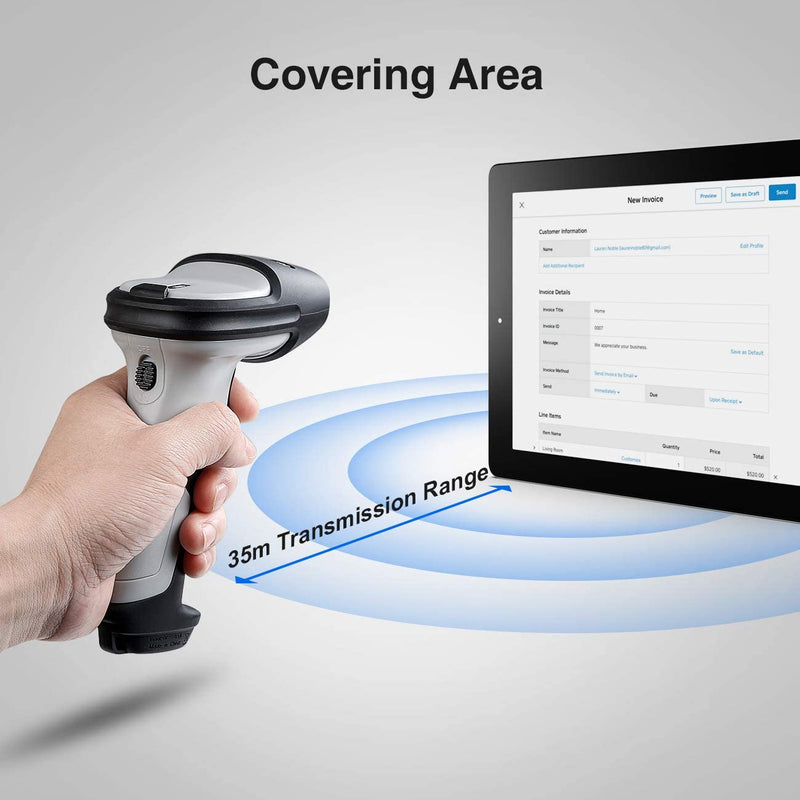 Bluetooth® Wireless Barcode Scanner with 35m Range, BCST-70 + Barcode Scanner Charging Base BS04001