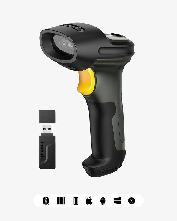 Inateck Escáner de Códigos de Barras Bluetooth, Escáner QR Code 1D 2D Kabellos 2.4GHz, Escáner de Códigos de Barras Portátil Inalámbrico con Pantalla, Escáner Manual con App y SDK, BCST-47 Inateck Escáner de Códigos de Barras Bluetooth, Escáner QR Code 1D 2D Kabellos 2.4GHz, Escáner de Códigos de Barras Portátil Inalámbrico con Pantalla, Escáner Manual con App y SDK, BCST-47